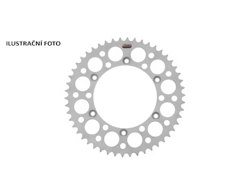 duralová rozeta pro sekundární řetězy typu 428, Q-TECH (stříbrná, 48 zubů)