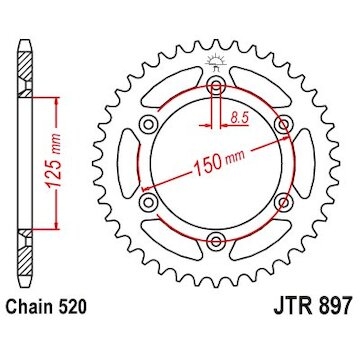 JT Rozeta oceľová JTR897 / KTM 49 zubová čierna