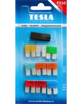 Sada nožových poistiek MAXI PLUS pinzeta - Blister (9ks) TESLA