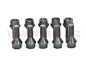 šroub kola, závit M12x1.5, kuželové sedlo, délka závitu 26 mm, celková délka 50 mm, velikost klíče 17 (sada 10 ks)