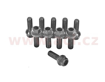šroub kola, závit M14x1.5, kulové sedlo, délka závitu 32 mm, celková délka 58 mm, velikost klíče 19 (sada 10 ks)