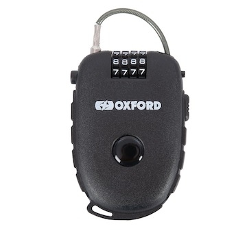 svinovací lankový zámek RETRACTABLE COMBINATION LOCK, OXFORD (délka 0,75 m, tl. 2,4 mm, černý)