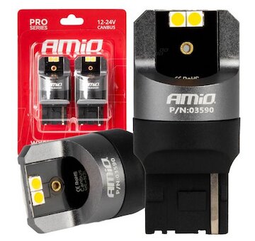 Žiarovka 12V/24V LED PRO series 7440 WY21W 4x3030 SMD oranžová /2ks/ CANBUS