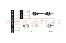 poloosa AVORD délka 560 mm, 23 drážek u kola, 37 drážek u převodovky, +ABS 48z, +AUT, L, repasovaný originál (+vratná část 595