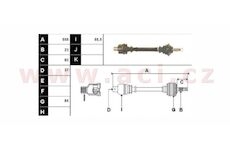poloosa AVORD délka 560 mm, 23 drážek u kola, 37 drážek u převodovky, +ABS 92z, +AUT, L, repasovaný originál (+vratná část 595